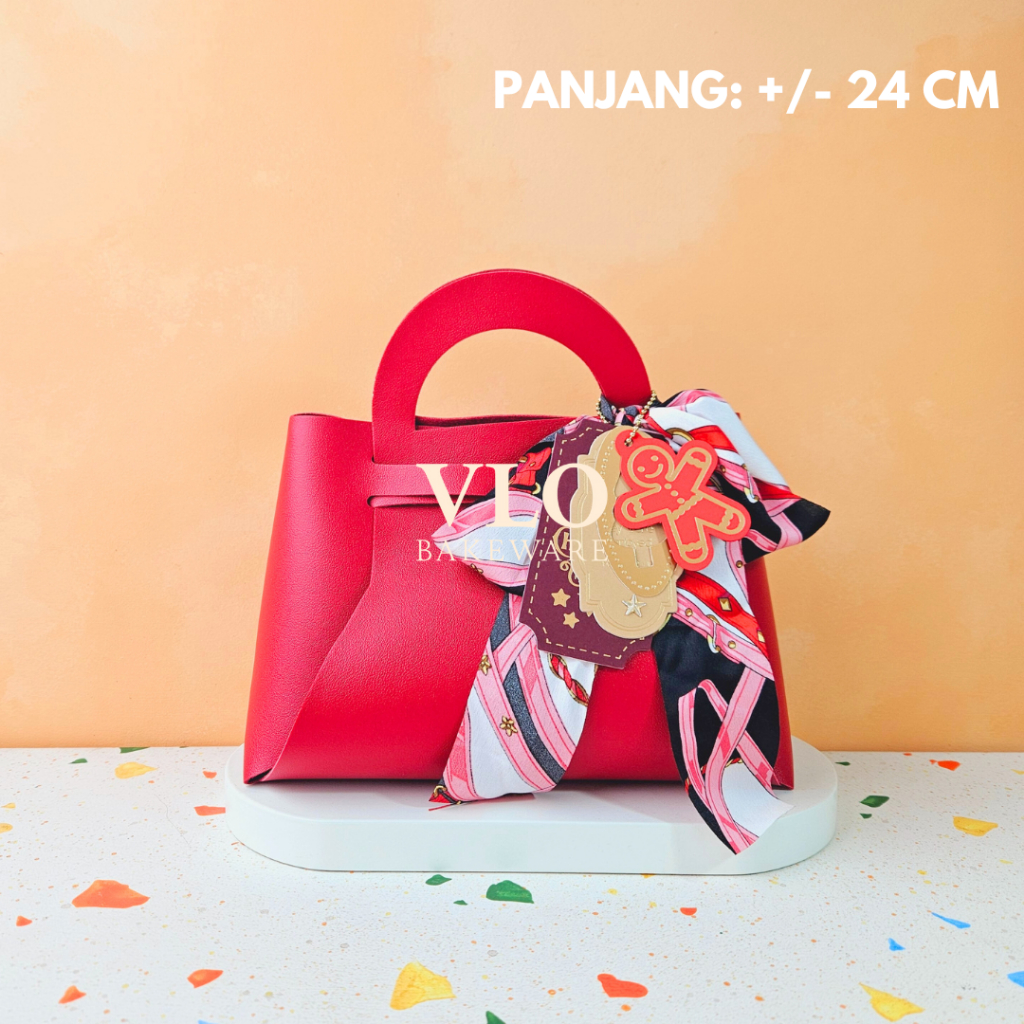 

Goodie bag kulit sintetis handtag natal | tas hampers natal