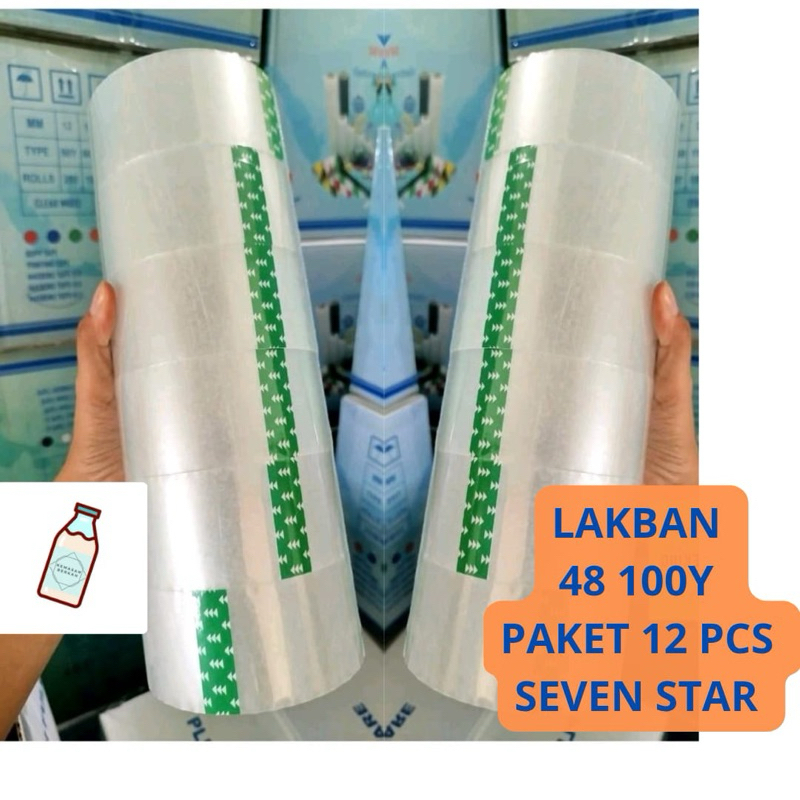 

Lakban 100yard 48mm Paket isi 12 pcs Seven Star