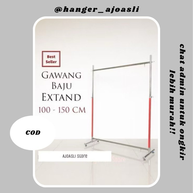 Gawang Baju Tarik 100cm > 150cm Gantungan Baju Tarik / Gawangan