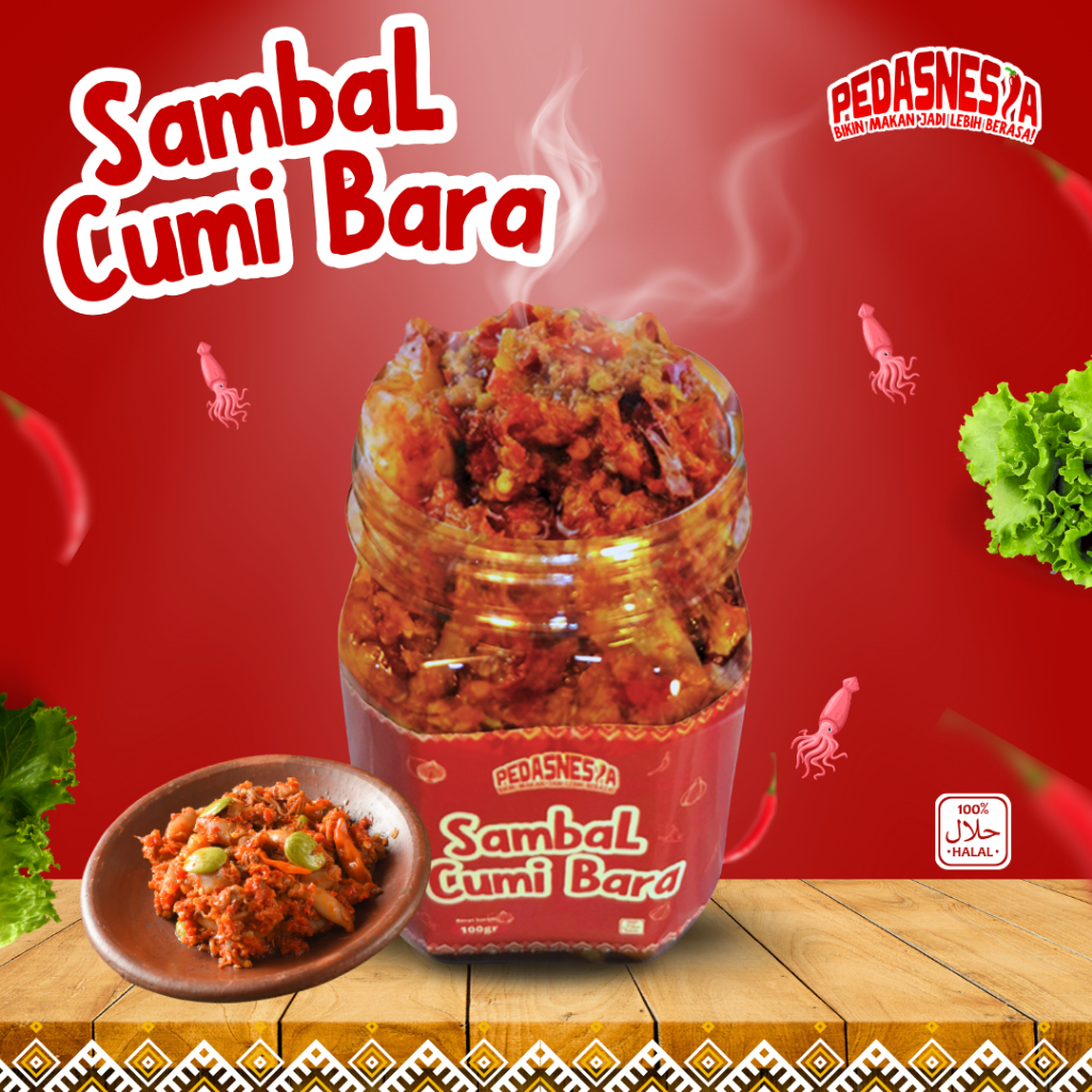 

Sambal pedas cumi bara - sambal cumi nusantara 130gram - cumi fresh - sambal bawang cumi pedas nampol
