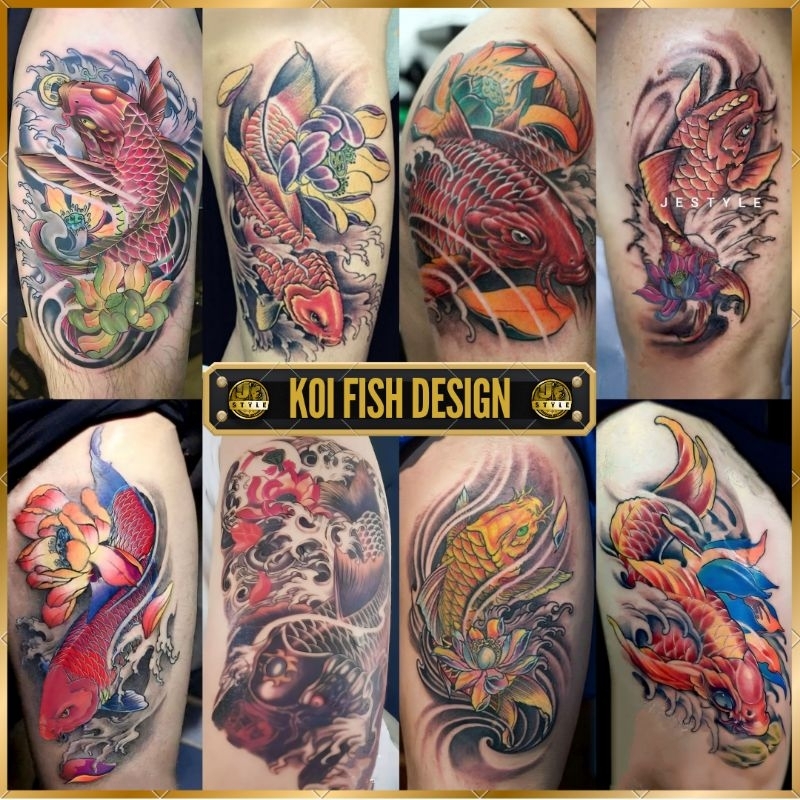 [FS] TATTO TEMPORER TEMPORARY TATTOO IKAN KOI BERWARNA FISH DESIGN
