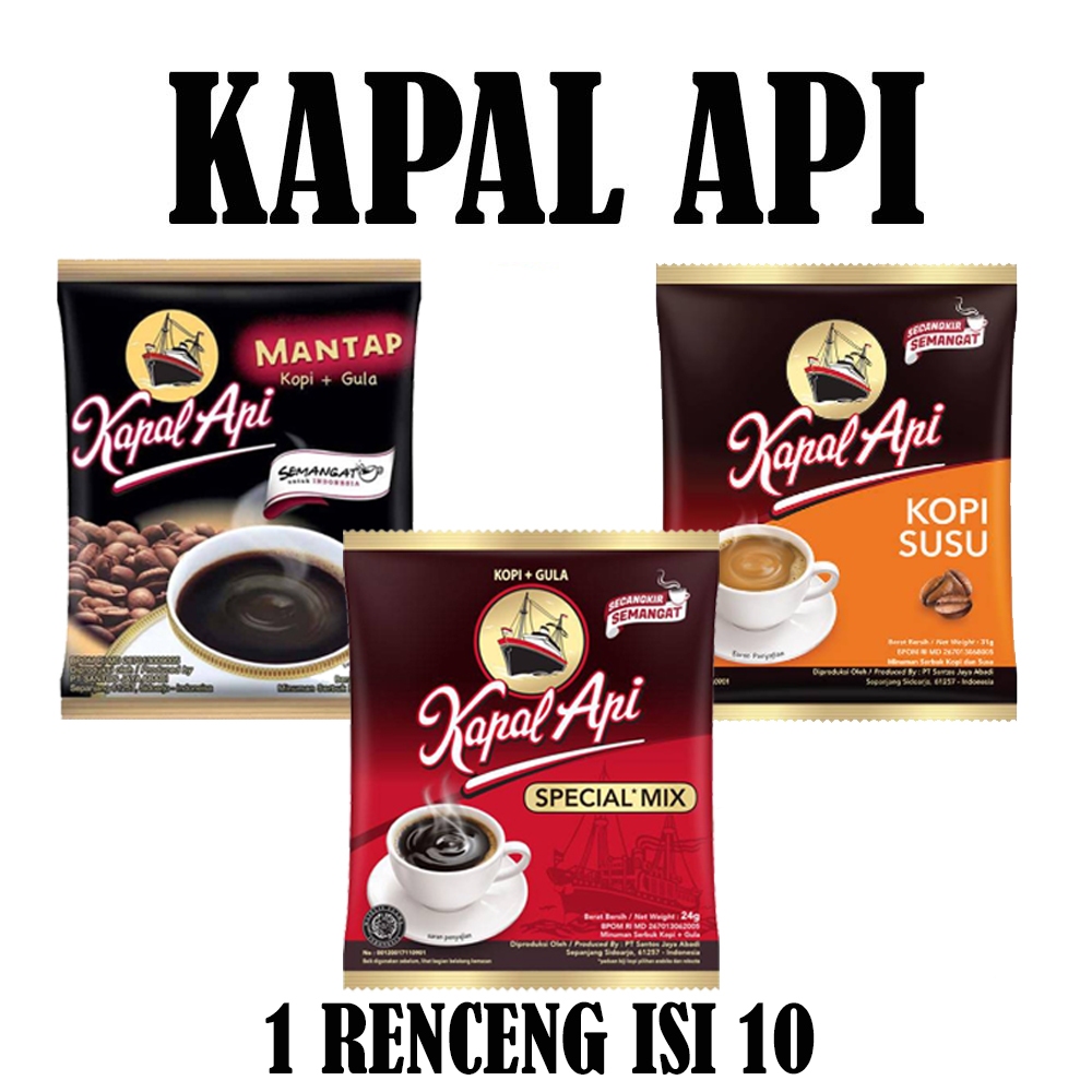 

KOPI KAPAL API SPESIAL MIX / SUSU/ MANTAP RENCENG ISI 10