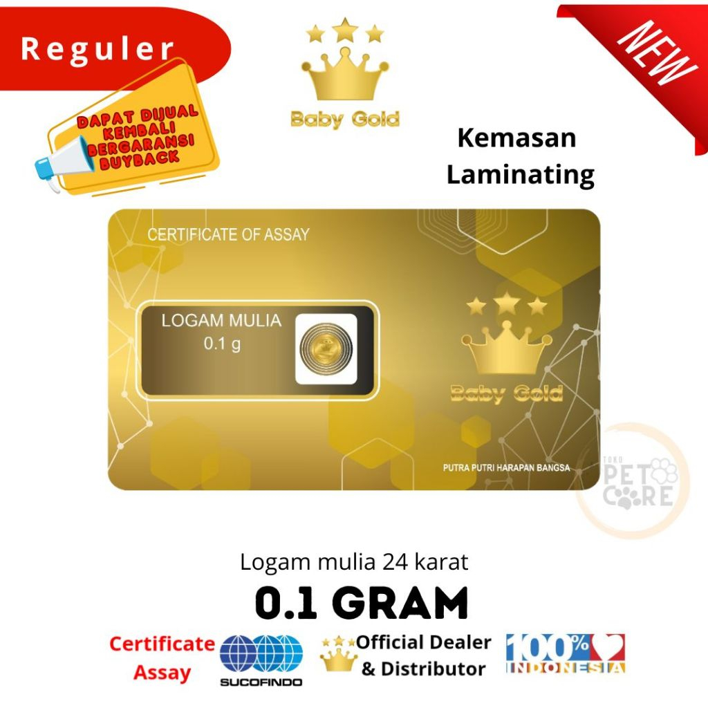 BABY GOLD 0.1 Gram Emas Mini Logam Mulia