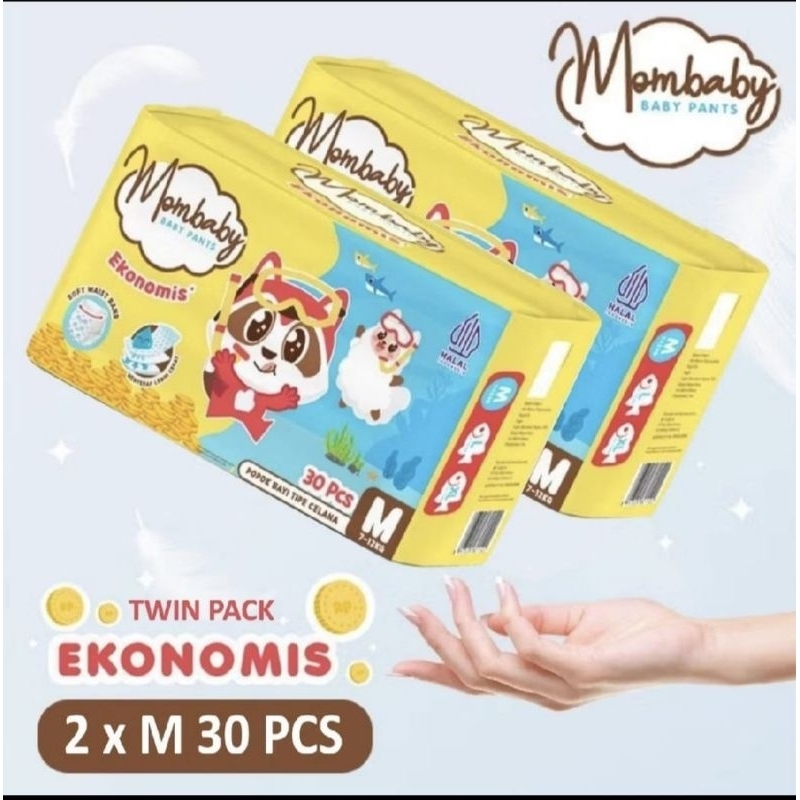 Paket 2 Ball Mombaby Pants Ekonomis Jumbo Pack M30/L28/XL24