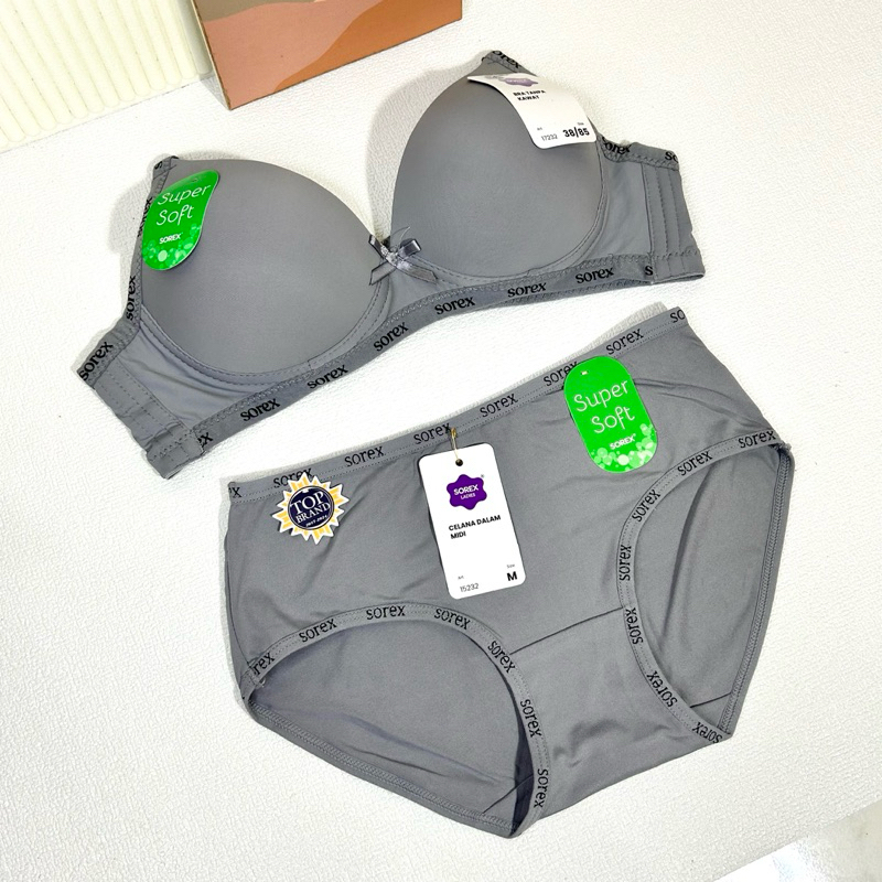 LKI BH BRA SET + CD SETELAN SOREX WANITA TANPA KAWAT BERBUSA KAIT 2