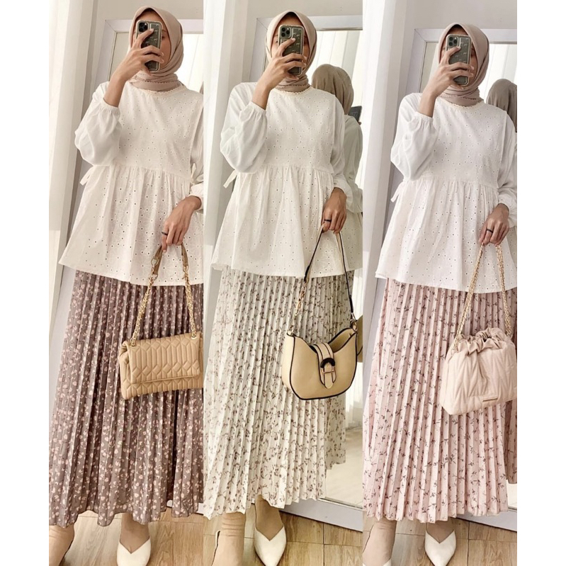 ROK PLISKET WANITA KOREAN STYLE | ROK PLISKET PAYUNG MOTIF BUNGA HYGET PREMIUM | ROK DAILY KOREAN ST