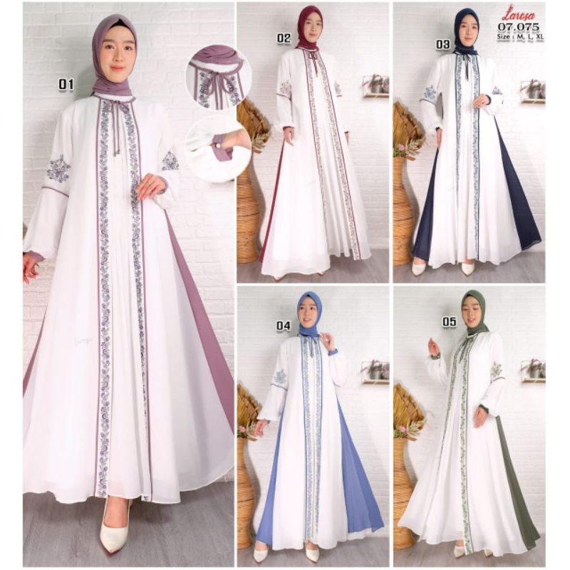 Best Seller Set Larosa bordir original   /  Dress larosa original set Kerudung   /  Gamis abaya laro