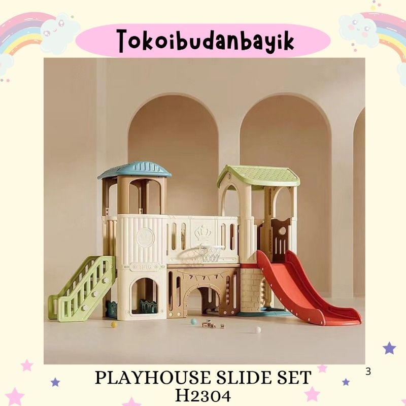 PLAYHOUSE SLIDE SET H2304/MAINAN PEROSOTAN DAN RUMAH RUMAHAN ANAK PLAYHOUSE COMBINATION UKURAN BESAR