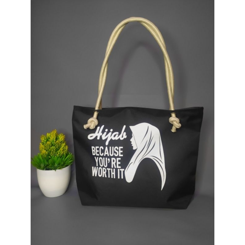 Tzk Collection Tote Bag Tali Sumbu Hijab Polos Kekinian Motif Hijab Polos - Totebag Perempuan Wanita