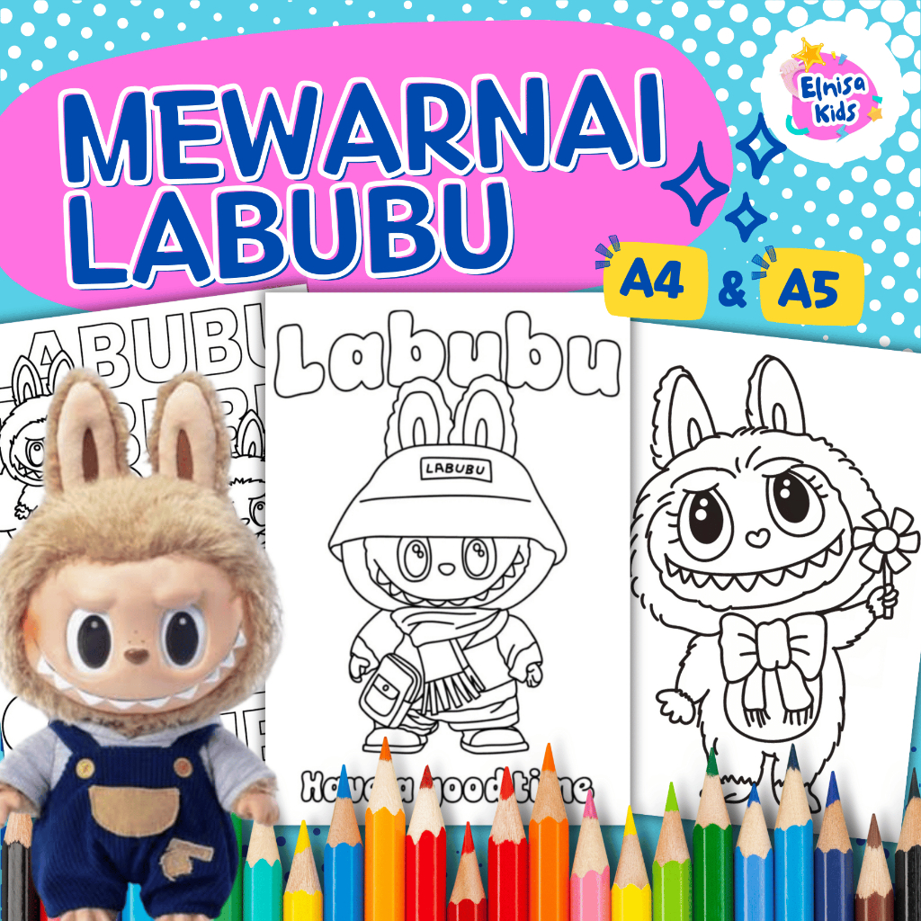 

KERTAS MEWARNAI / COLORING / KERTAS GAMBAR / LABUBU / KERTAS MEWARNAI ANAK PAUD TK SD / A4 - A5