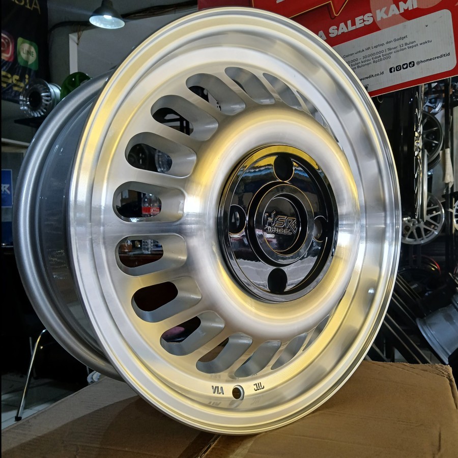 velg kaleng new model hsr wheel r15 - pelek mobil avanza xenia livina pcd 4X114 tipe bsi silver