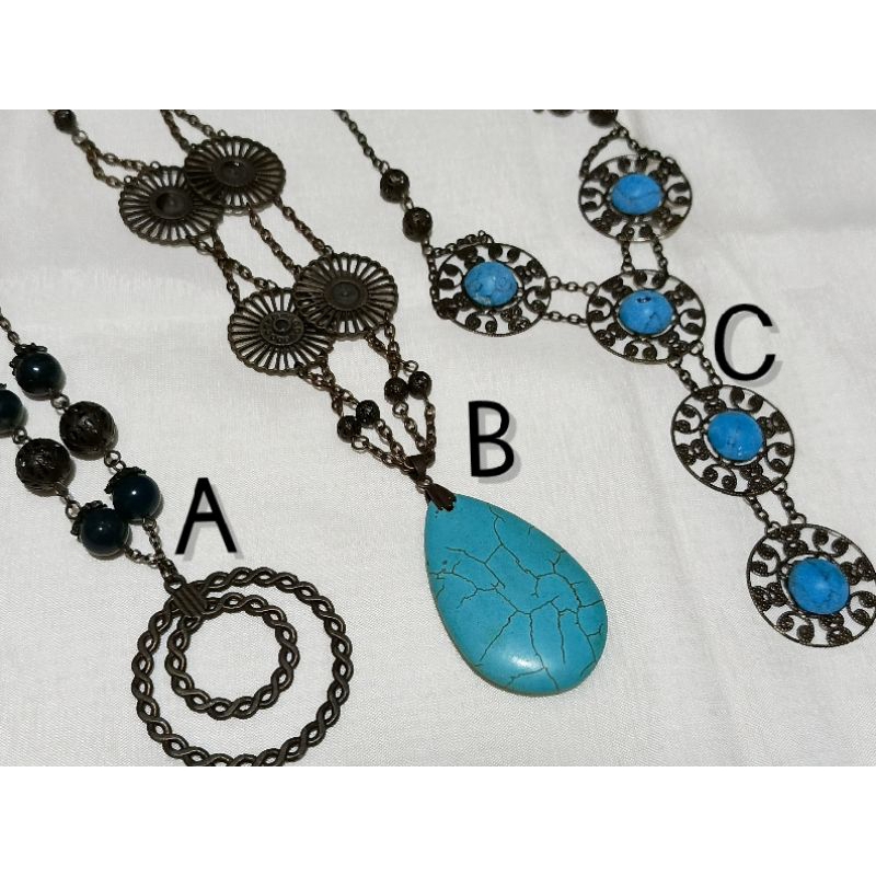kalung necklace panjang aksesoris etnik batu asli