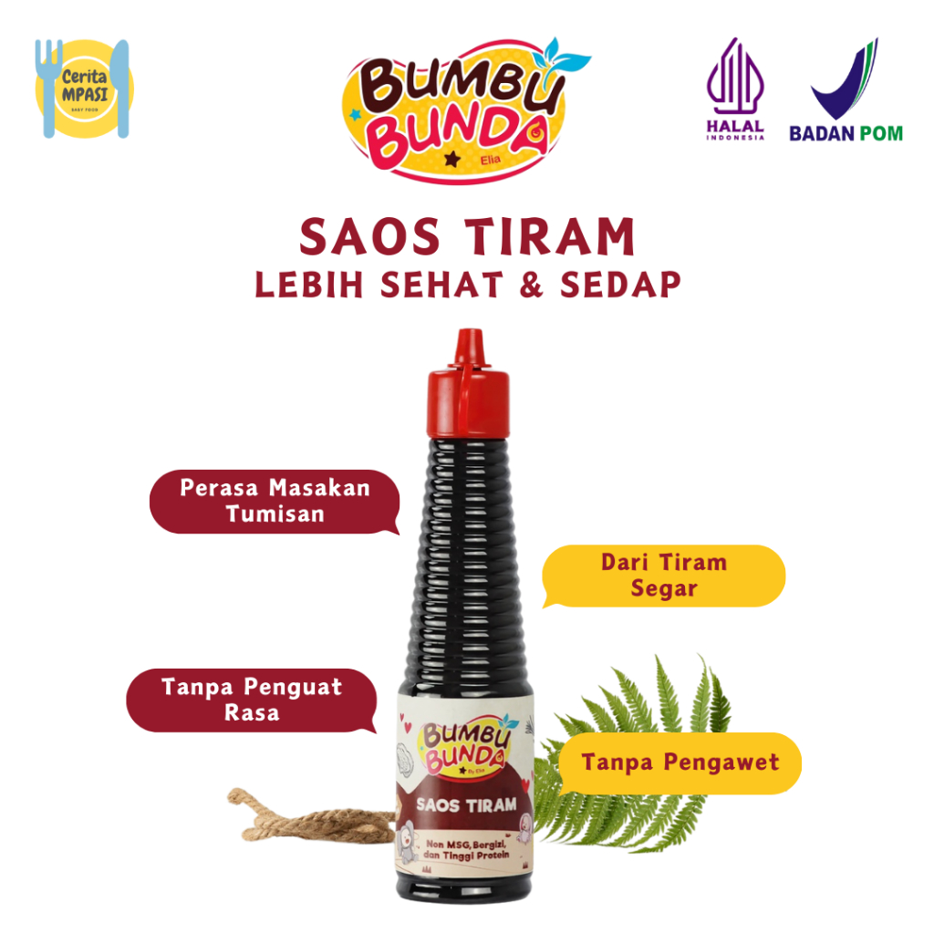 

Bumbu Bunda Elia Saos Tiram 150ml | Penyedap Masakan | Penyedap MPASI | Bumbu MPASI Non MSG