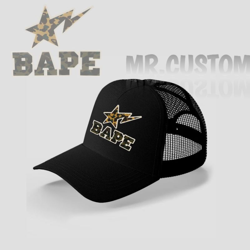 Topi Jaring Premium Outdoor AAPE BAPE/ Topi Trucker Casual Brand Pria Wanita Dewasa