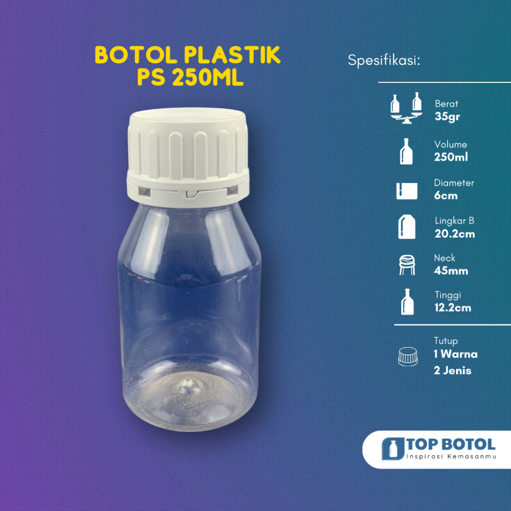 (Paket Isi 24pcs) Botol PS 250 ml Botol Plastik Tebal Kopi Juice Minuman Sehat Jamu Madu Super Tebal