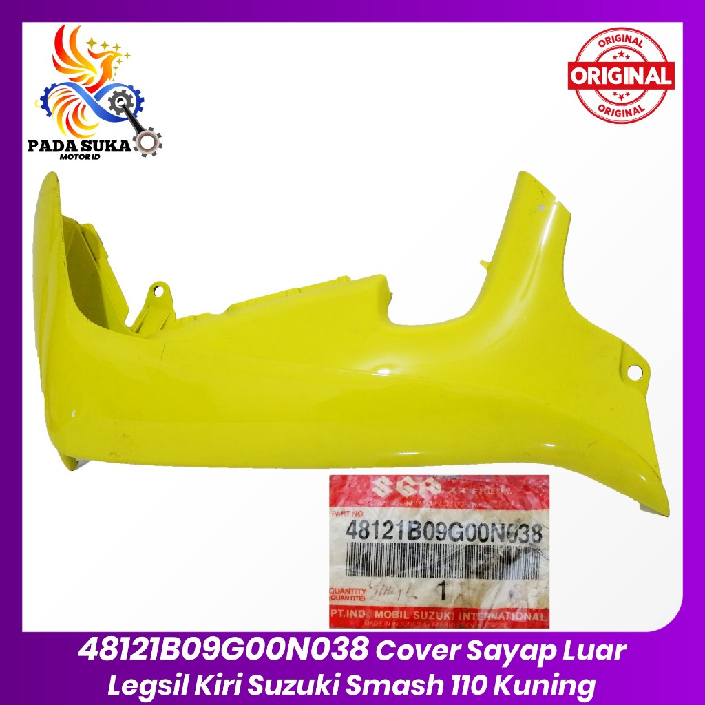 Cover Sayap Luar / Legsil Sebelah Kiri Motor Suzuki Smash 110 / Legh Shield Kuning - 48121B09G00N038