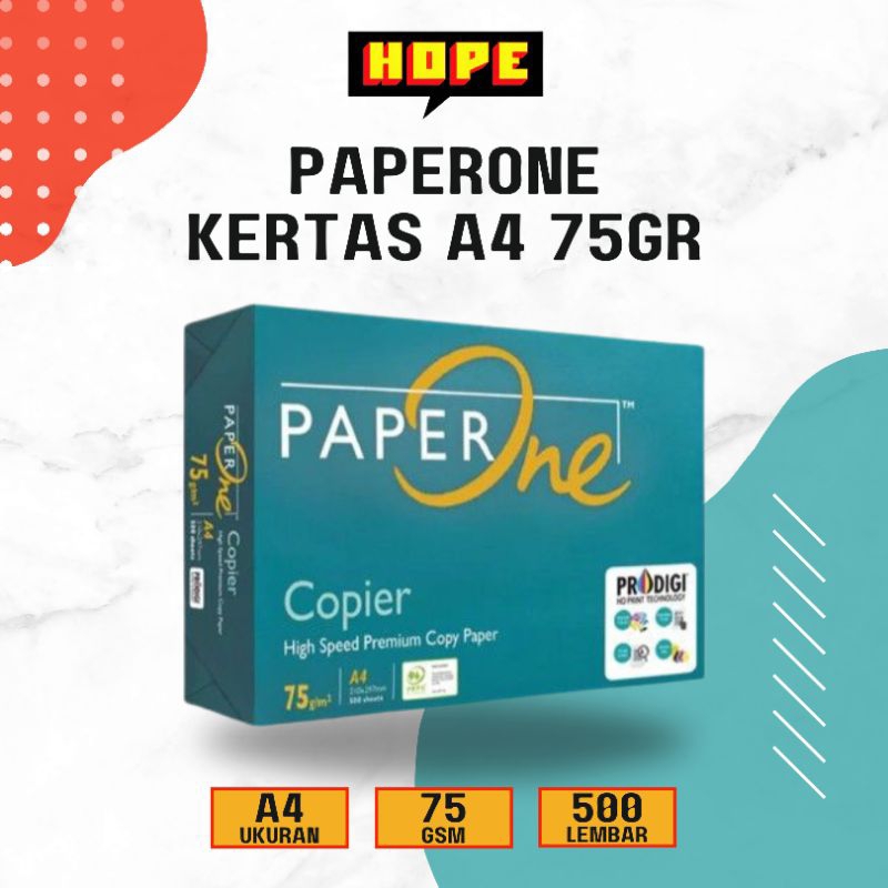 

PaperOne Kertas A4 75gr 1 Rim (500 Lembar) Kertas HVS A4