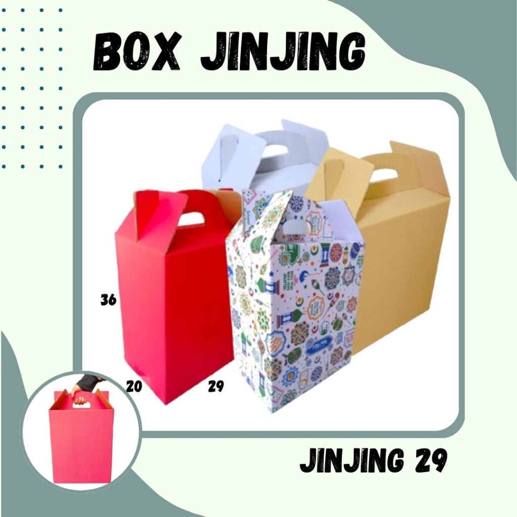 

Box Jinjing 29x20x36 Gable Box Tenteng/Handle/Kardus/karton/Polos/buah/hampers