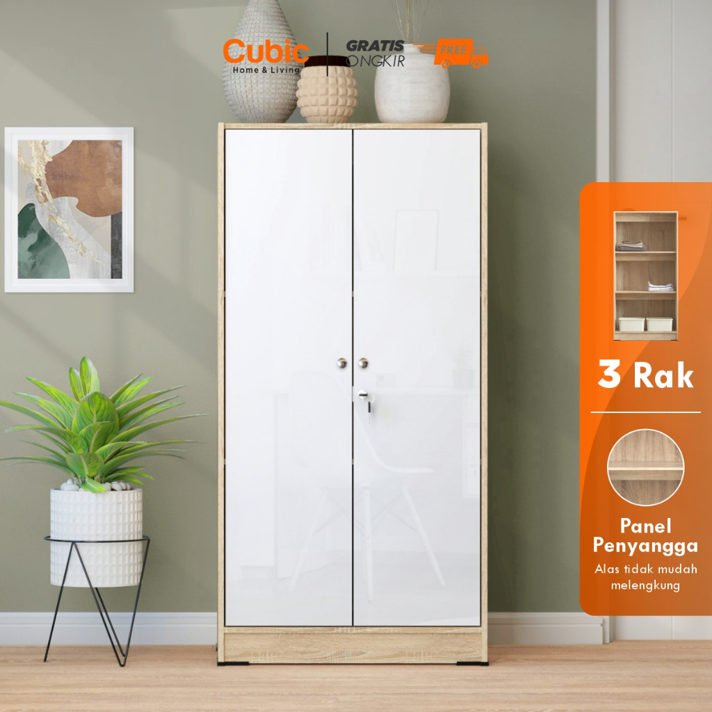 Cubic Lemari Pakaian Minimalis / Lemari Baju 2 Pintu / LUNA BL 120