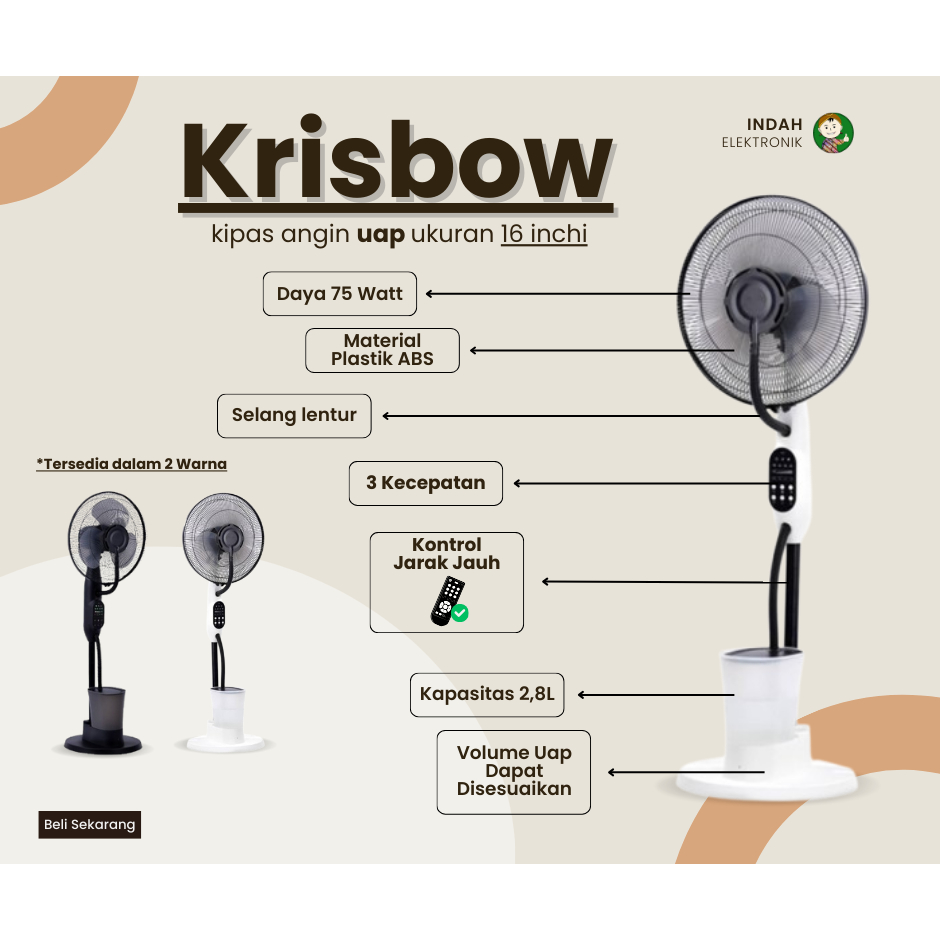 KIPAS ANGIN BERDIRI ANGIN UAP KRISBOW MISTING PEDESTAL FAN/KIPAS ANGIN UAP/KIPAS ANGIN BERDIRI/KIPAS