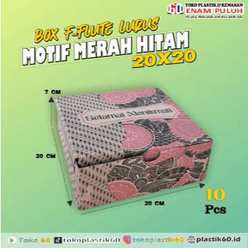 Box F-Flute Lurus Motif Merah Hitam 18x18 20x20
