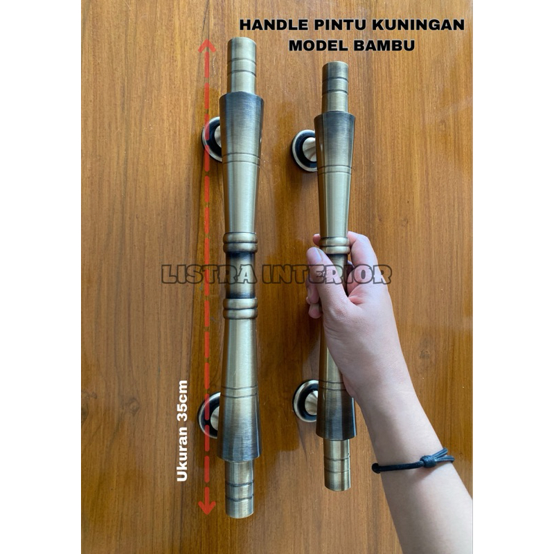 HANDLE TARIKAN PINTU KUNINGAN BAMBU UKURAN 35cm