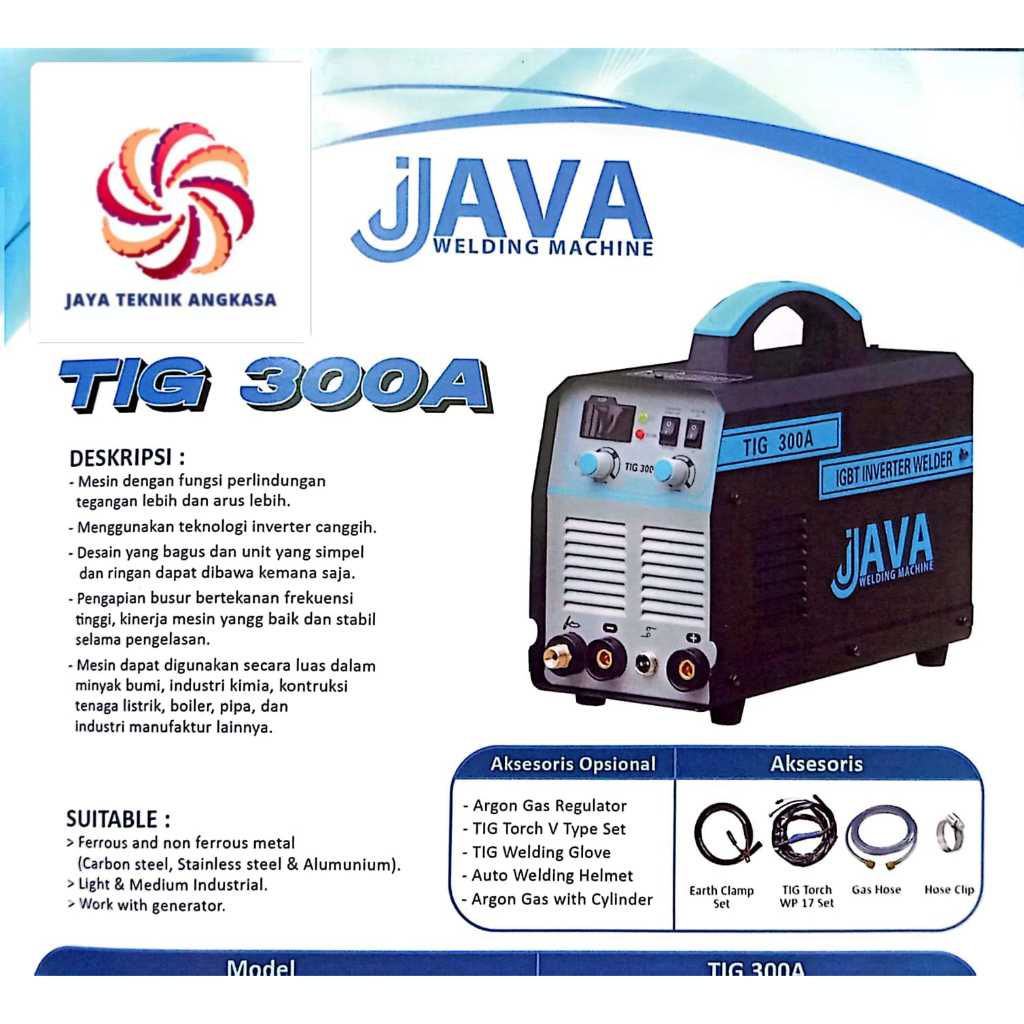 MESIN LAS TIG 300A JAVA WELDING PERLENGKAPAN LAS