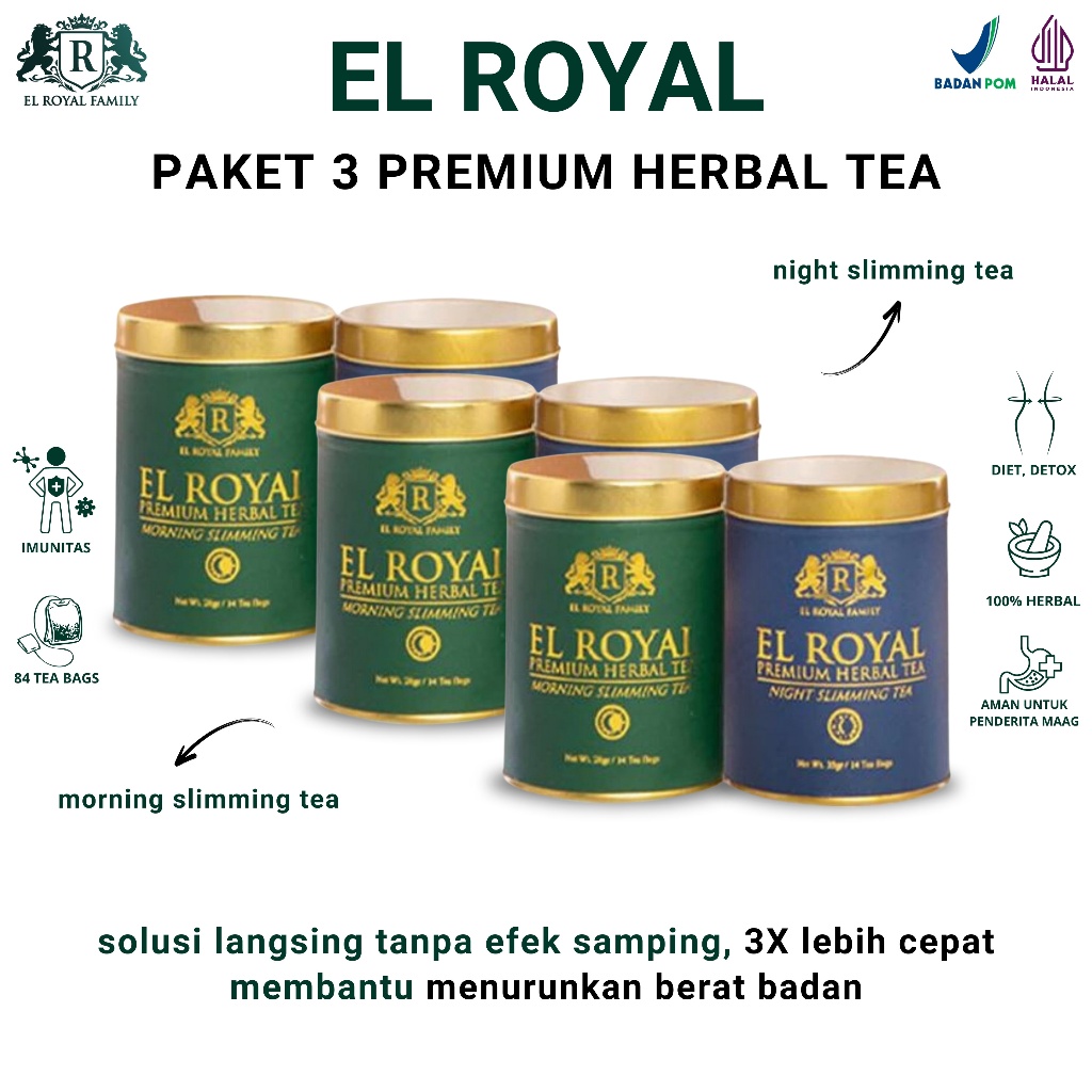 

EL Royal Paket 3 Premium Herbal Tea Telah Di Review Para Artis Dinar Candy - Morning & Night Tea