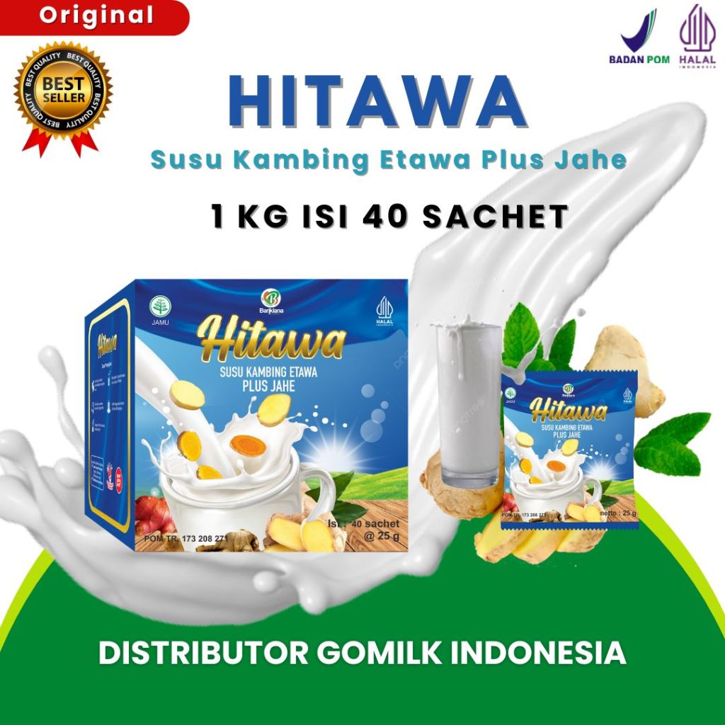 

[BISA COD + GARANSI] [GRATIS JAHE] HITAWA SUSU KAMBING ETAWA PLUS JAHE 1 KG 40 SACHET