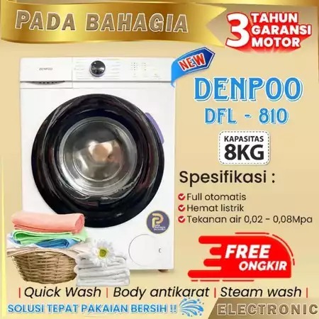 Mesin Cuci Front Loading 8 Kg Denpoo DFL 810 - 8 Kg Low Watt