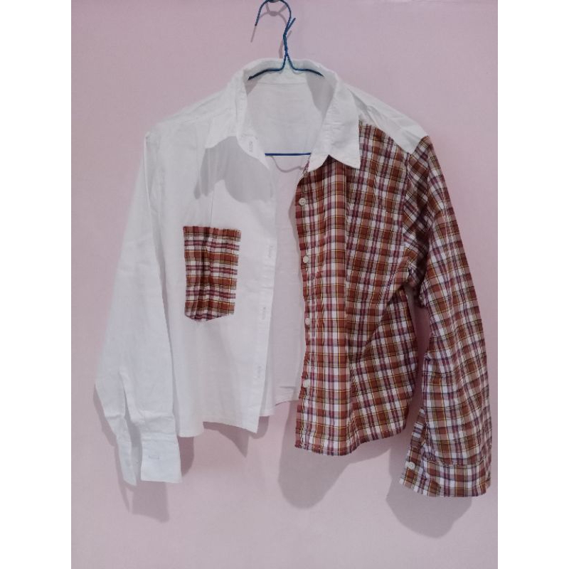 Kemeja crop two tone