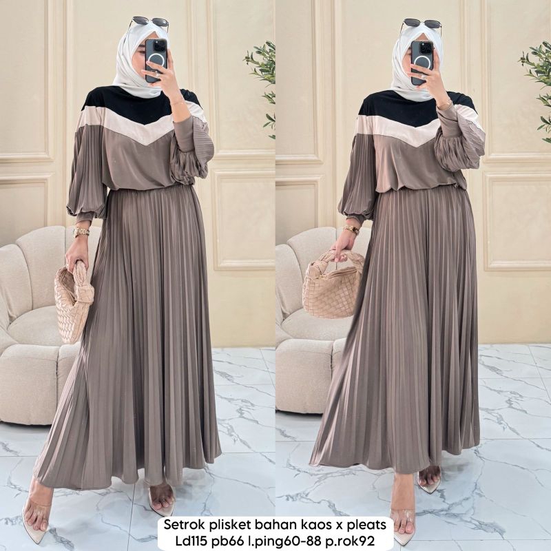 SETELAN ROK PLISKET PREMIUM / ONESET ROK WANITA / ROK MAYUNG / ROK REMPEL / SETELAN ROK POLOS