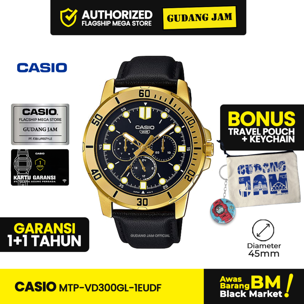 Jam Tangan Casio MTP-VD300GL-1EUDF MTP-VD300GL-1E MTP-VD300GL MTPVD300GL MTP VD300