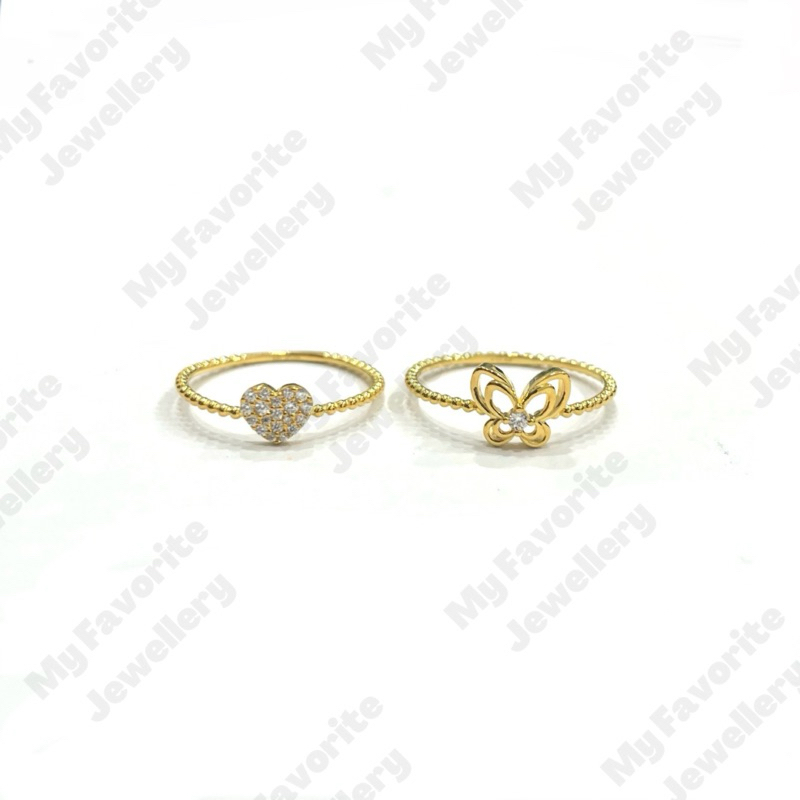 Cincin Love dan Kupu Uk14 Uk15 Emas Asli Kadar 875