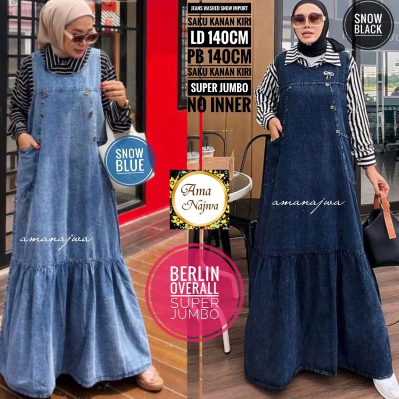 Overall Jeans Wanita Super Jumbo Big Size LD 140