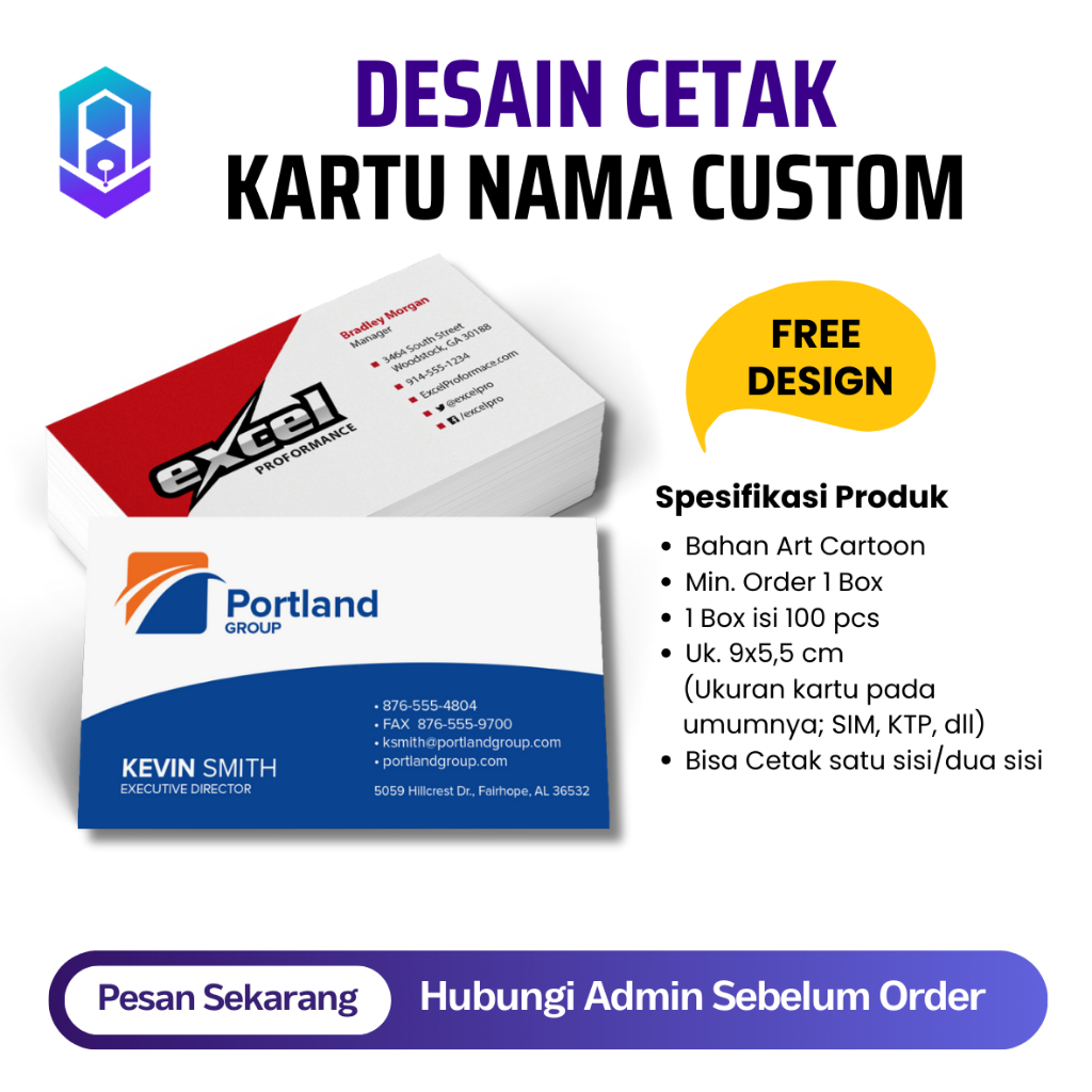 

Desain Cetak Kartu Nama Custom | Min. Order 1 Box = 100 pcs | Free Revisi Desain 2x