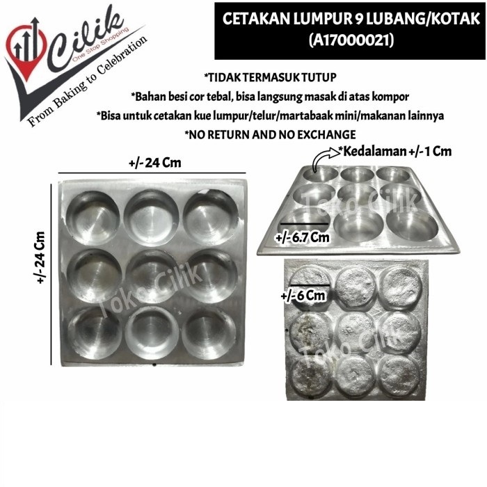 cetakan+besi+kue+lumpur+martabak+telur+manis+lubang+9+kotak+alat+dapur