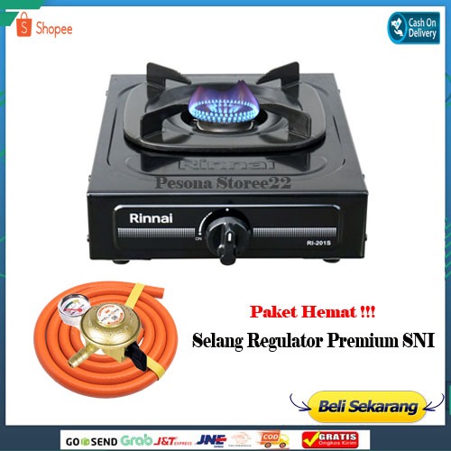 kompor 1 tungku RINNAI/RINNAI 1TUNGKU 201S /kompor gas 1 tungku GRATIS(+)SELANG REGULATOR SNI