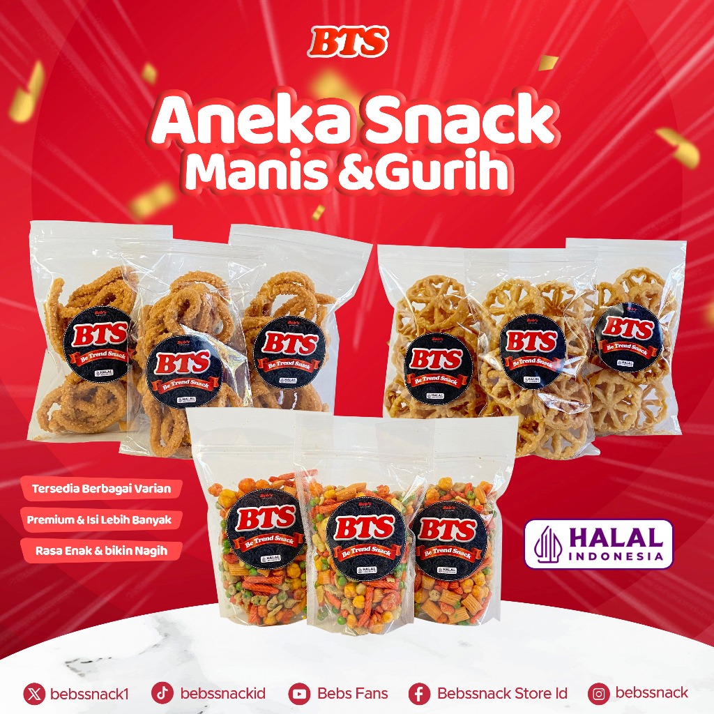 

Aneka Cemilan Gurih Manis Berkualitas Isi Lebih Banyak | Cemilan Murah Renyah Bikin Nagih | BTS Snack Be Trend Snack Bebssnack