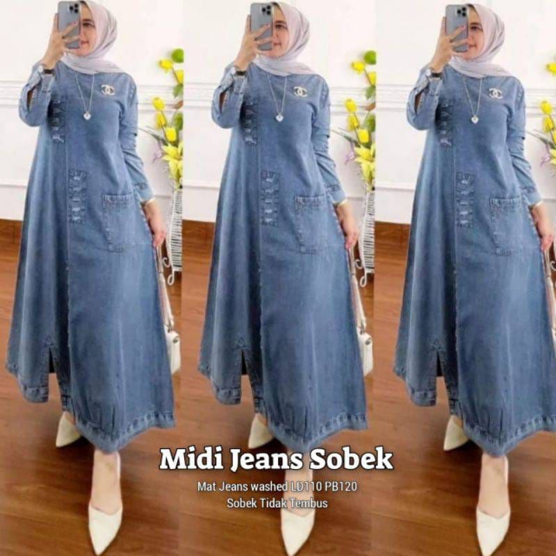 Erlin dress,midi sobek
