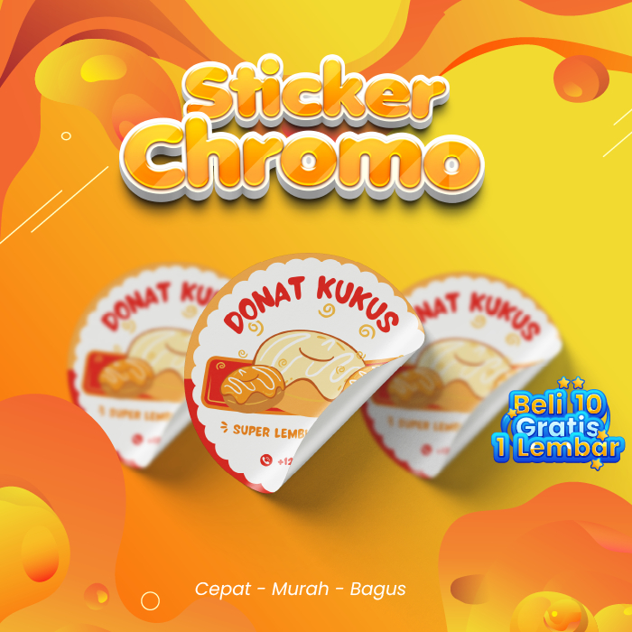 

Cetak Stiker Label Makanan / Stiker Custom Standar CHROMO A3+ CUTT / Cetak Label Kemasan