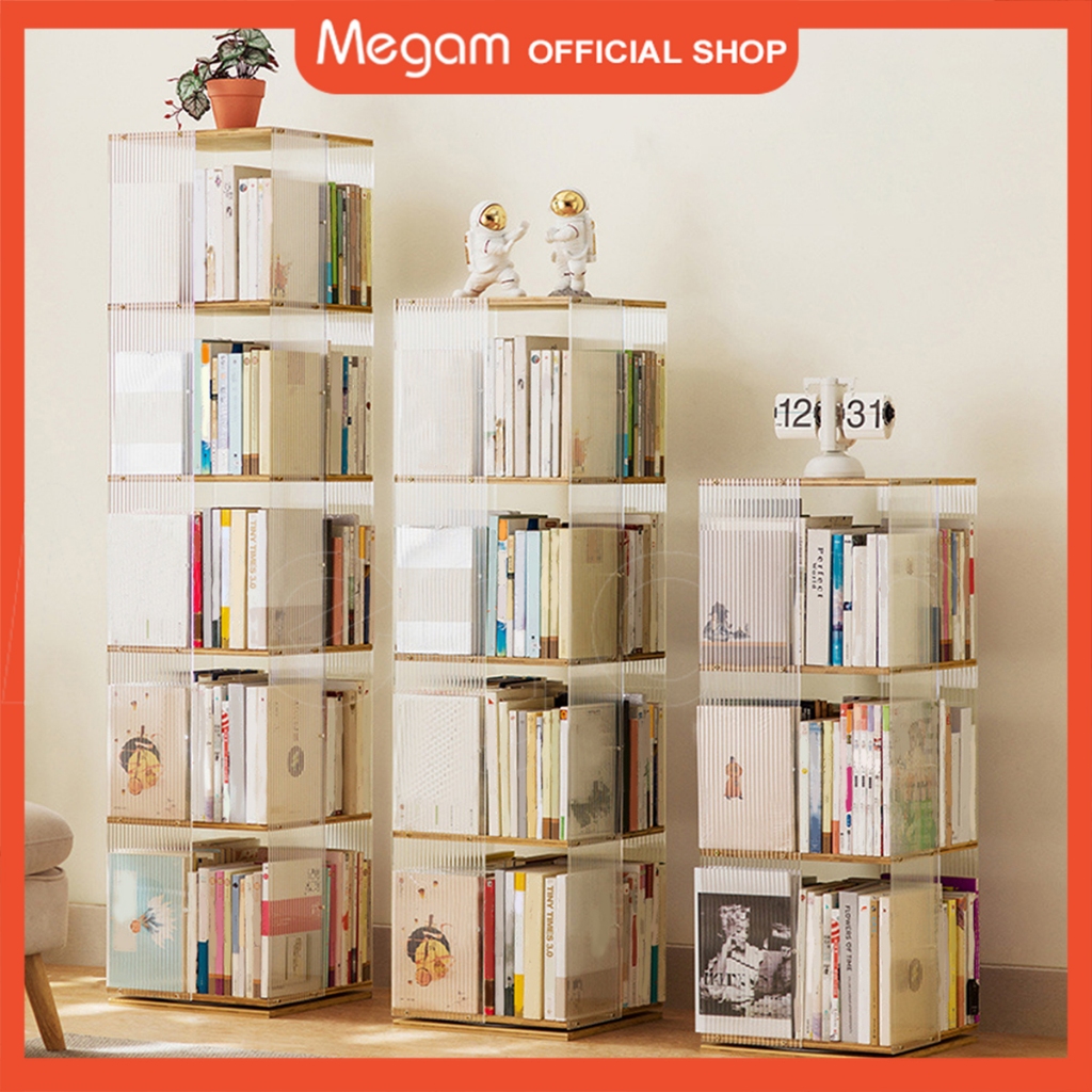 Megam Rak Buku Tingkat Minimalis Aesthetic Rak Buku Transparan Ruang Tamu / Kamar Aesthetic HBE101