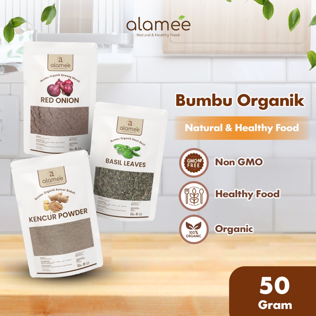 

ALAMEE Bumbu Dapur Bubuk 50gr Lada Hitam Kunyit Jahe Bawang Merah Bombay Cabe Chili Flakes