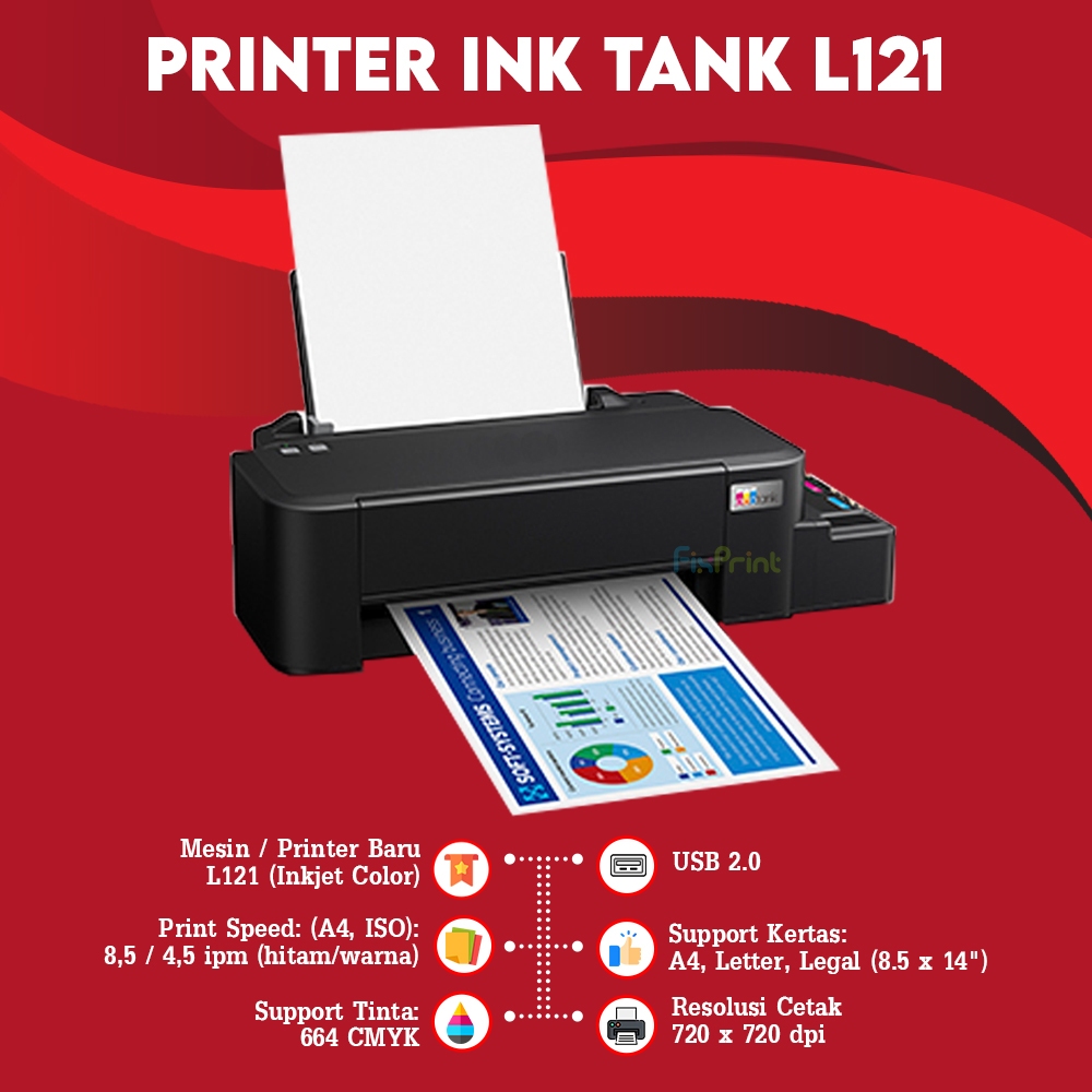 Printer L121 L 121 Print Only Ink Tank A4 New Baru l120 / Scanner Epson Perfection V39II