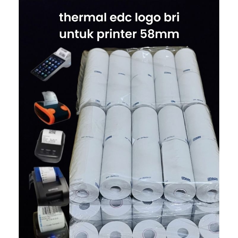 

Kertas Struk Thermal Edc logo bank BRI 57/58x30 full paket 10 Roll
