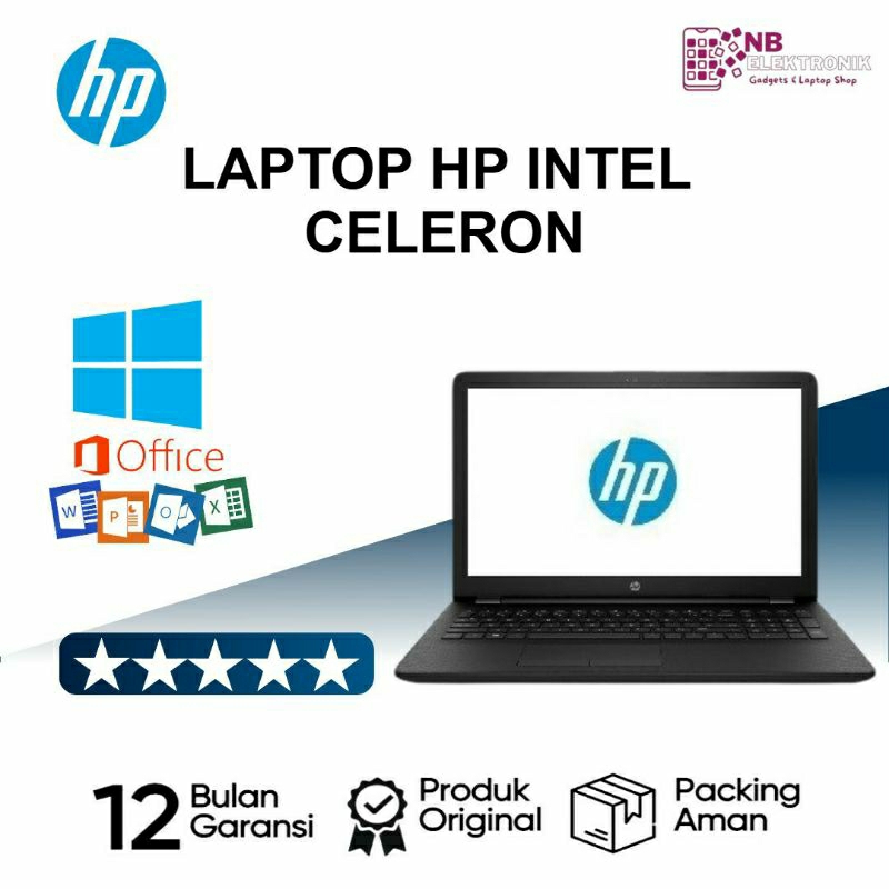 LAPTOP HP INTEL CELERON RAM 8GB HDD 1000GB | WIN 10 | FREE TAS&MOUSE