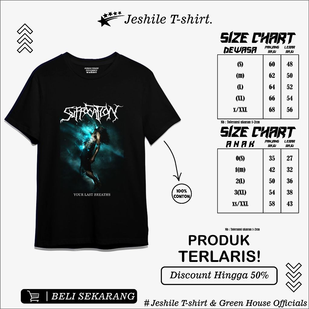 Kaos Metal / Baju metal band/edisi (SUFFOCATION LAST) Private Judgment Day / T shirt Metal / Kaos Ba