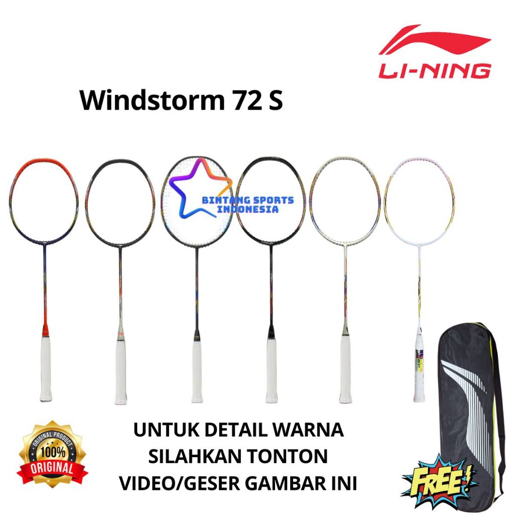 RAKET LINING BADMINTON BULUTANGKIS WINDSTORM 72S 72 S ORIGINAL