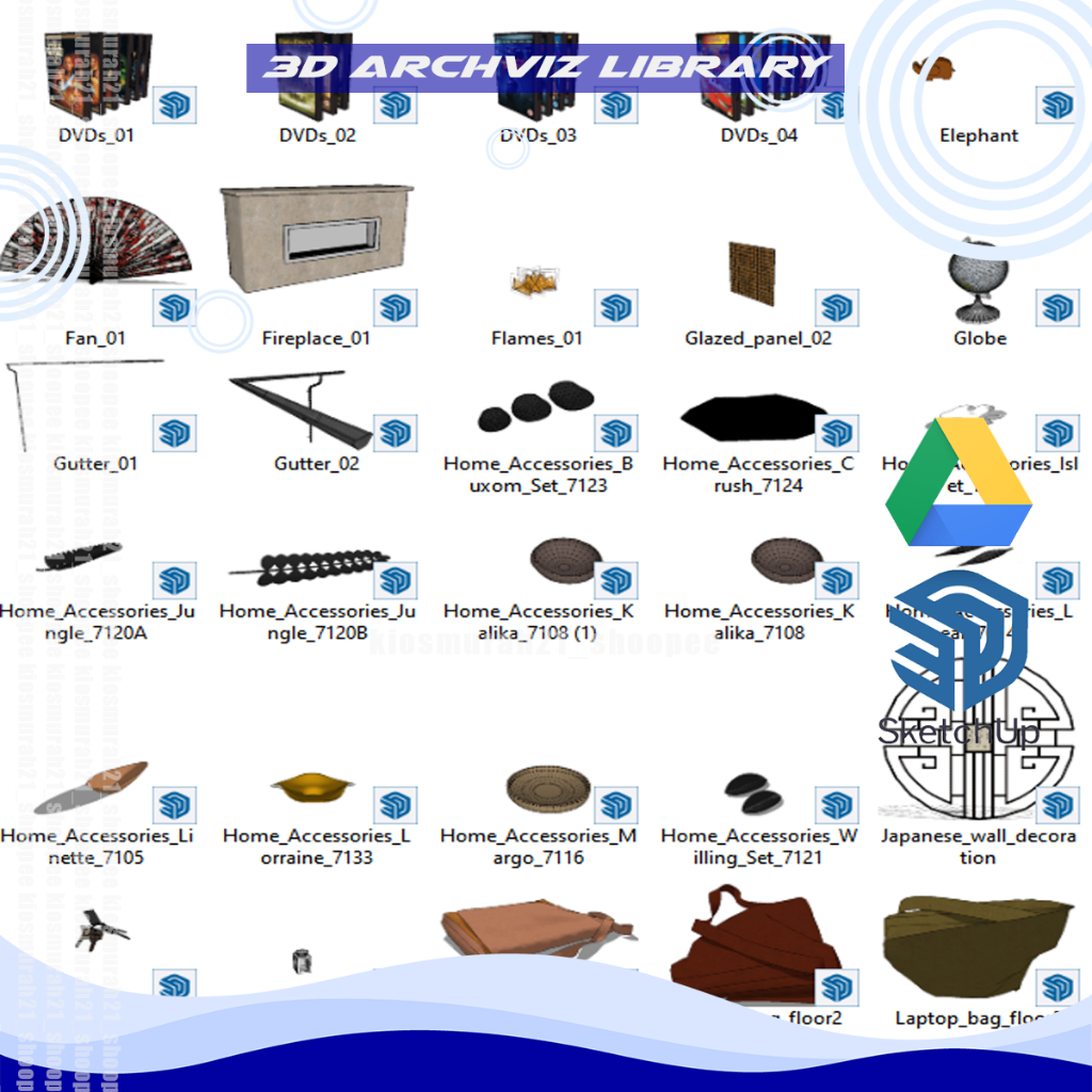 120 Misc Sketchup Model Asset Library