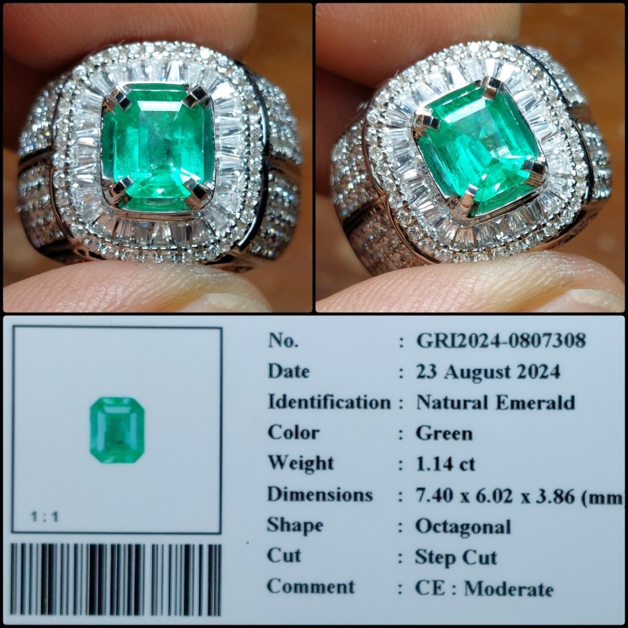 Batu Zamrud Colombia Natural Green Emerald Beryl Crystal Clean Gems Permata Mulia Hijau Asli Memo GR